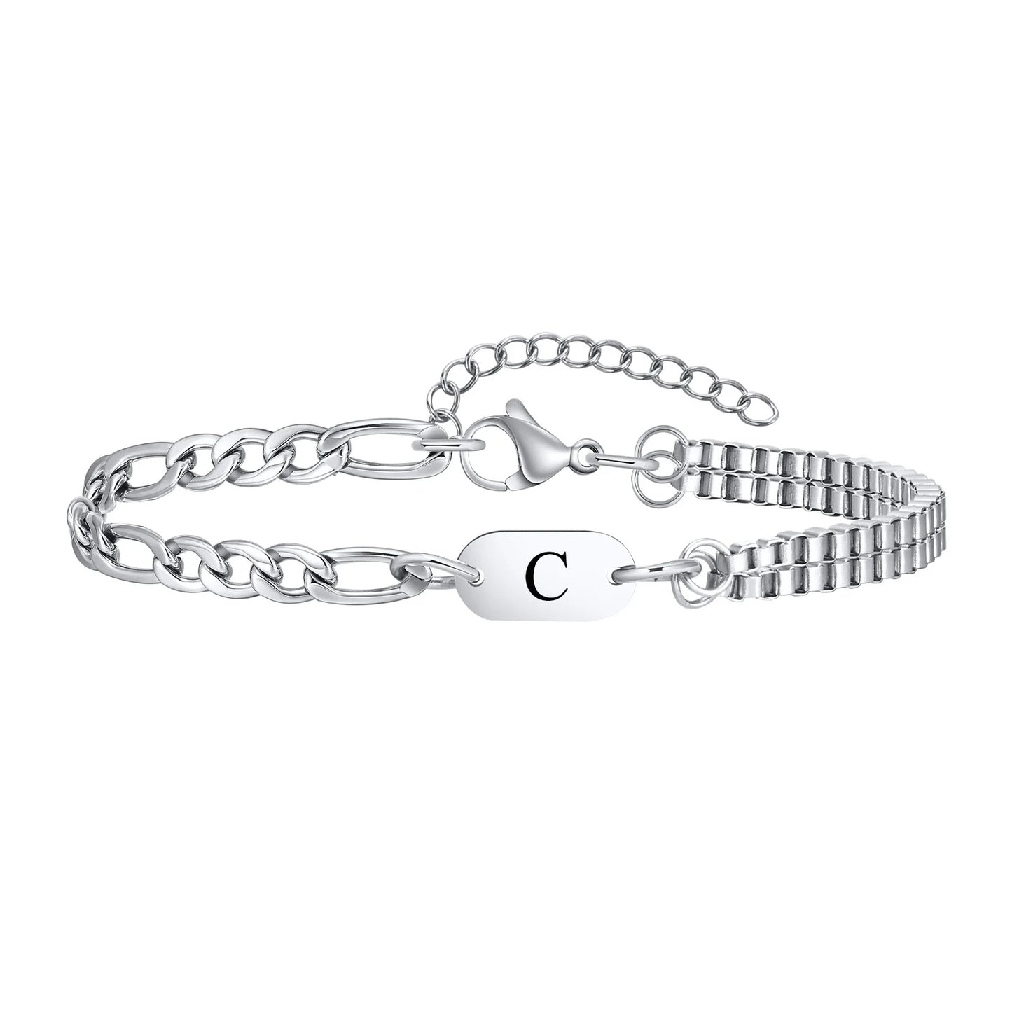 Vnox A-Z Initial Bracelets for Men Women